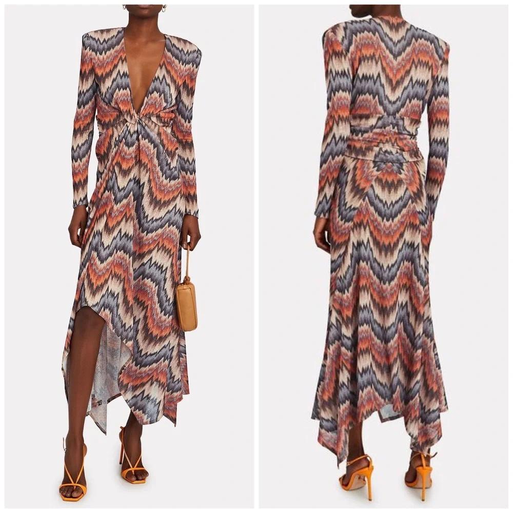 RONNY KOBO Stormy Knit Maxi Dress - Orange & Brown - Picture 4 of 12